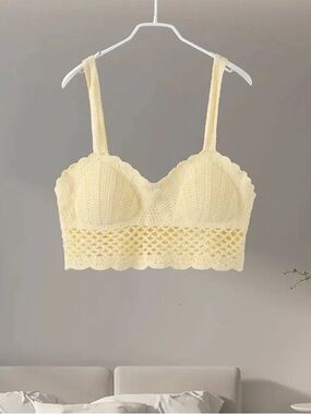 Yellow Crochet Bralette skirt Set